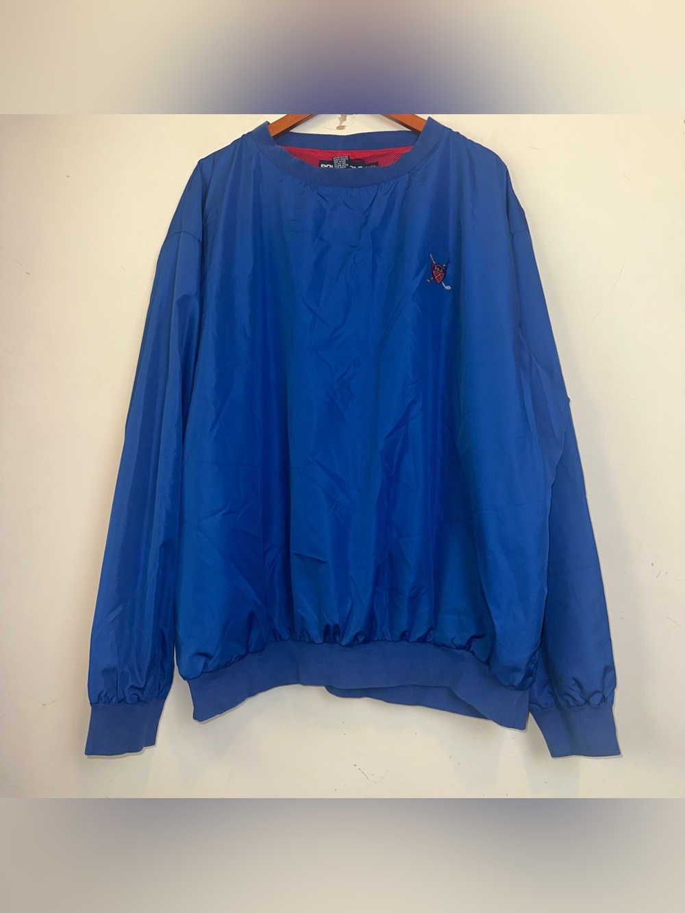 Vintage Polo Golf Ralph Lauren Mens 2XL Blue Windbreaker Pullover Preppy Shield